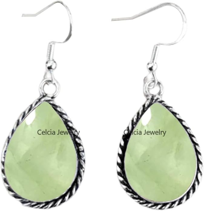Pure 925 Sterling Silver Dangle Drop Earrings for Women, Pear Gemstone Handcrafted Earrings for Women & Girl ('Amethyst)