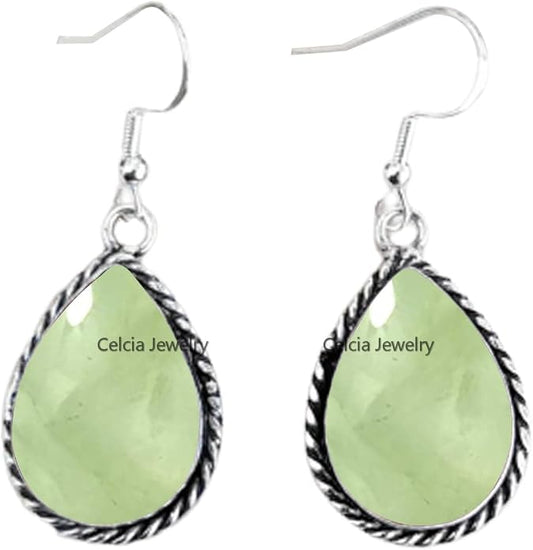 Pure 925 Sterling Silver Dangle Drop Earrings for Women, Pear Gemstone Handcrafted Earrings for Women & Girl ('Amethyst)