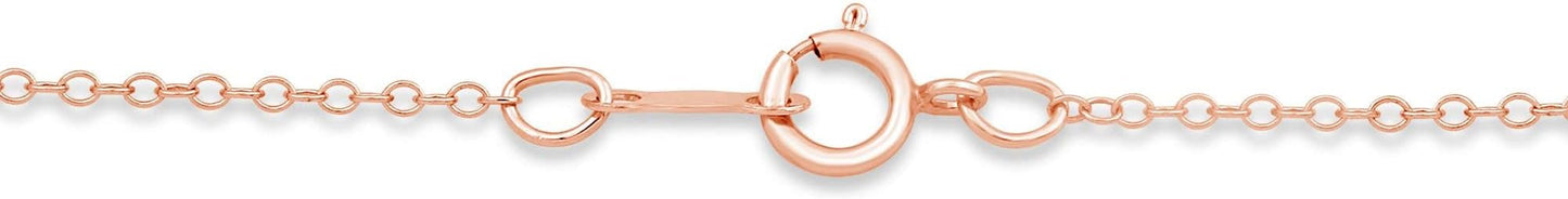 Jewelili Round Diamond Necklace Pendant 1/10 CTTW in 14K Rose Gold Over Sterling Silver with 18 inch Rolo Chain