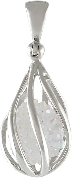 Starborn Gemstone teardrop Style Cage Pendant Sterling Silver