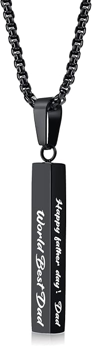 VNOX Personalized Bar Necklace Vertical - Customized Necklace Stainless 3D Pendant Custom Name Engravable Necklace Gift for Women Men