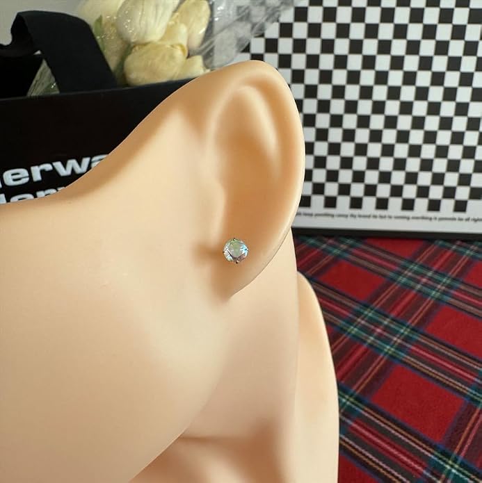 Titanium Earrings for Women Stud Earrings Cubic Zirconia Dainty Screw Flat Back Hypoallergenic Earrings for Women for Multiple Cartilage Helix Conch Tragus Piercing Jewelry for Sensitive Ears