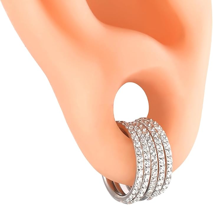 Casvort 5/10 PCS 16G Seamless Septum Nose Piercing Rings Zirconia Segment Tragus Hoop Rings 316 Stainless Steel Helix Ring Stack Clickers Ear Plugs Hangers Women Body Jewelry
