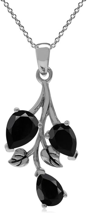 Silvershake Pear Shape Birthstone Gemstone Antique Finishing 925 Sterling Silver Leaf Vintage Inspired Pendant with 18 Inch Chain Necklace Jewelry for Women