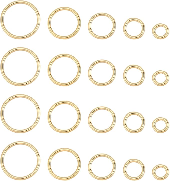 Beebeecraft 1 Box 20Pcs Jump Rings 14K Gold Filled Brass 3/4/5/6/7mm Closed Jump Rings Connectors Junction Ring for Jewelry Bracelet Necklace Making Craft