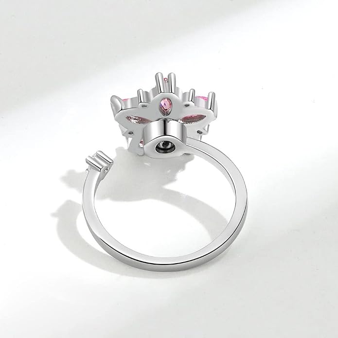 Fidget Ring Anxiety Spinner Ring Open Adjustable Sunflower Star Moon Windmill Butterfly Rings Daisy Stress Relieving Fidget Women Cubic Zirconia Anti Stress Mood Rotate Inspirations Jewelry