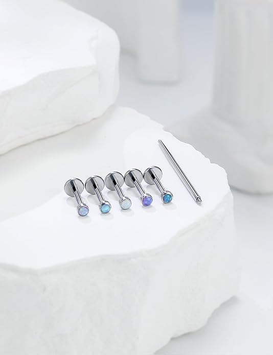 20G 18G 16G Astm F136 Titanium Internal Thread Flat Back Earrings Nose Studs Tragus Helix Conch Cartilage Lobe Earrings Medusa Labret Snake Bite Monroe Lip Ring Piercing Jewelry For Women Men