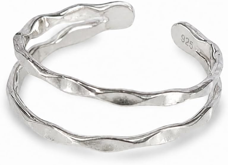 Sterling Silver Toe Ring, Handmade Adjustable Open Band, Minimalist Dainty Summer Beach Foot Jewelry for Women, Can Be Worn as Knuckle or Pinky Ring