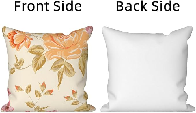 Spring Flower Throw Pillow Covers 22"x22" Set of 4, Vintage Yellow Floral Pillowcases Countryside Cushion Cases for Chair Sofa Bed Living Room Garden Car Indoor Outdoor Home Decoration