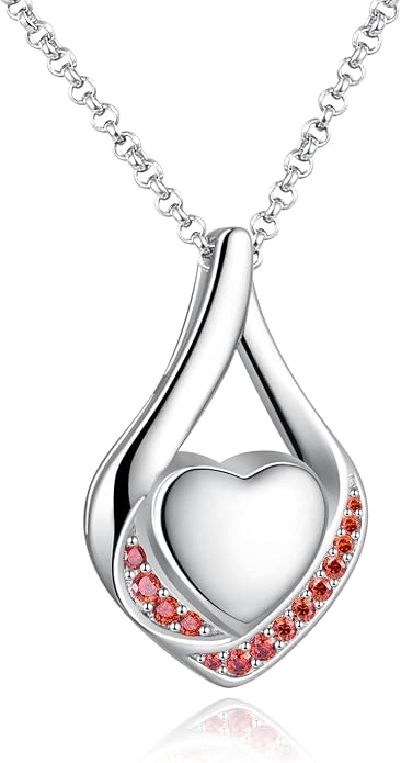 Cremation Jewelry 925 Sterling Silver Teardrop Urn Necklace for Ashes Heart Shape Memorial Keepsake Pendant for Human Ashes for Women Gift
