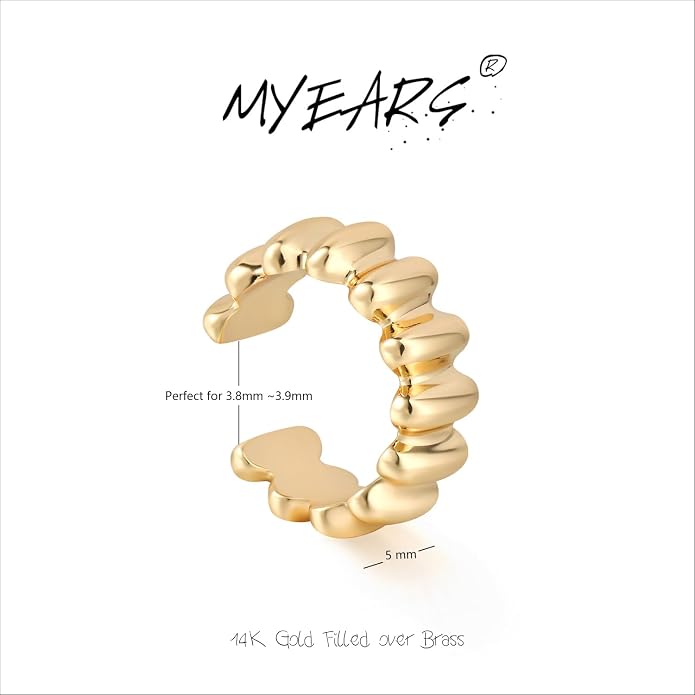 MYEARS Women Ear Cuff Earring Gold Non Pierced Ear Cartilage Clip on Wrap Hoop 14K Gold Filled Tiny Boho Beach Simple Minimalist Delicate Handmade Hypoallergenic Jewelry Gift-Sold as Single/Pair