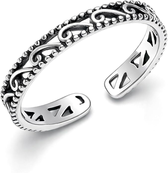 LeCalla 925 Sterling Silver Minimalist Toe Rings Set Simple Open Adjustable Toe-Rings for Women
