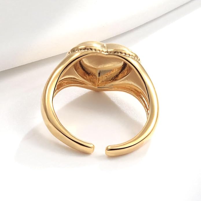 YBMYCM 3-10Pcs Dome Rings Set Chunky Gold Ring for Women Men 14k Gold Plated Thick Adjustable Statement Ring Gold/Silver