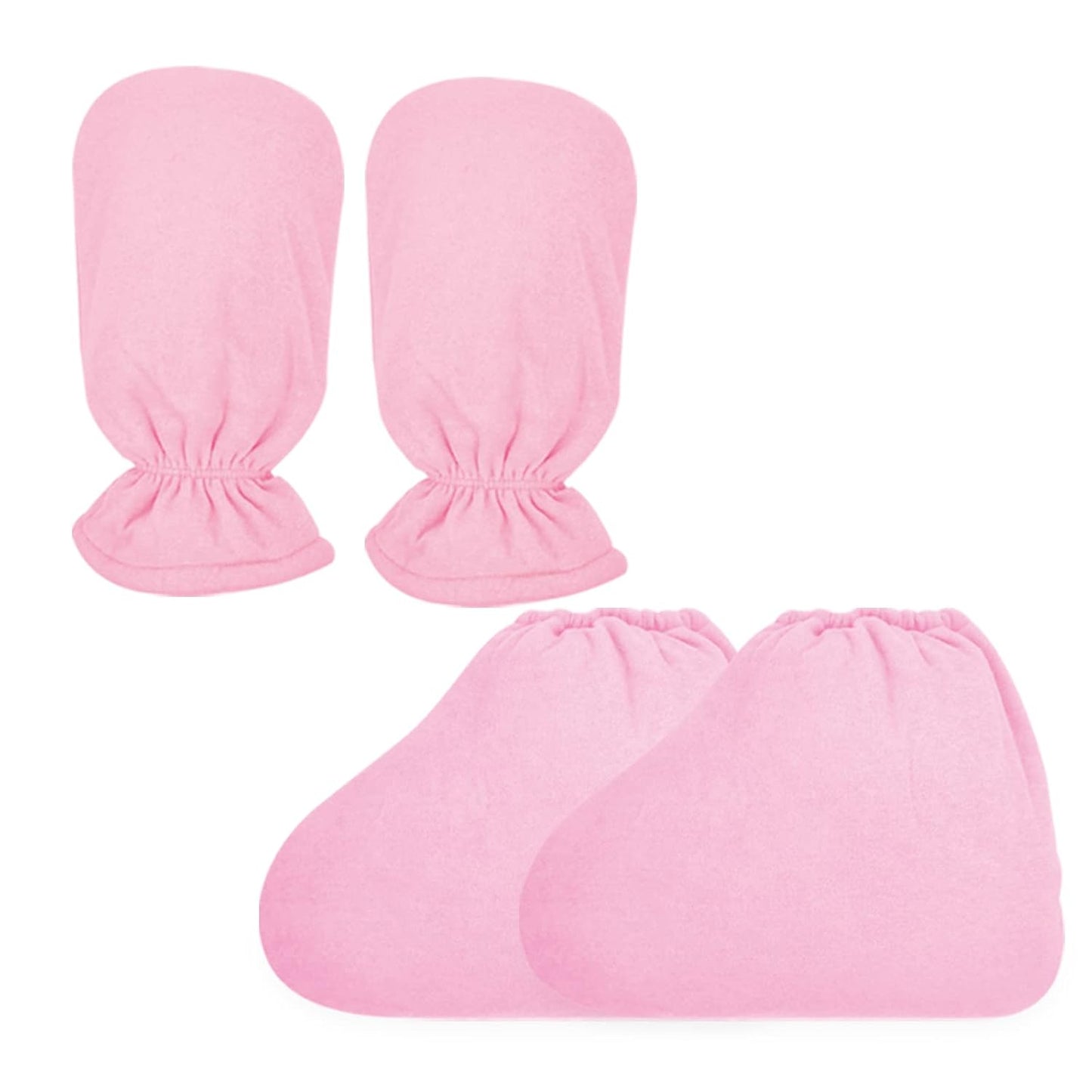 Paraffin Wax Bath Terry Cloth Gloves & Foot Liners, Paraffin Wax Machine Heated SPA Mittens Foot Liners, Thick Heat Hand Feet Treatment Insulated Mitt Spa Feet Cover Great for Men Women (Pink)