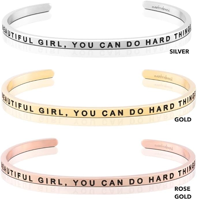 MantraBand - Mantra Band Bracelet - Gold color - Inspirational Engraved Adjustable Cuff - Gifts for Women, Sisters, Friends, Family