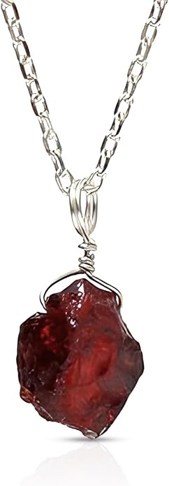 Raw Birthstone Crystal Necklace for Women, Hypoallergenic 925 Sterling Silver Pendant, Adjustable 16+2" Silver Chain, Light Natural Gemstone Jewelry for Everyday Wear & Gift for her & him