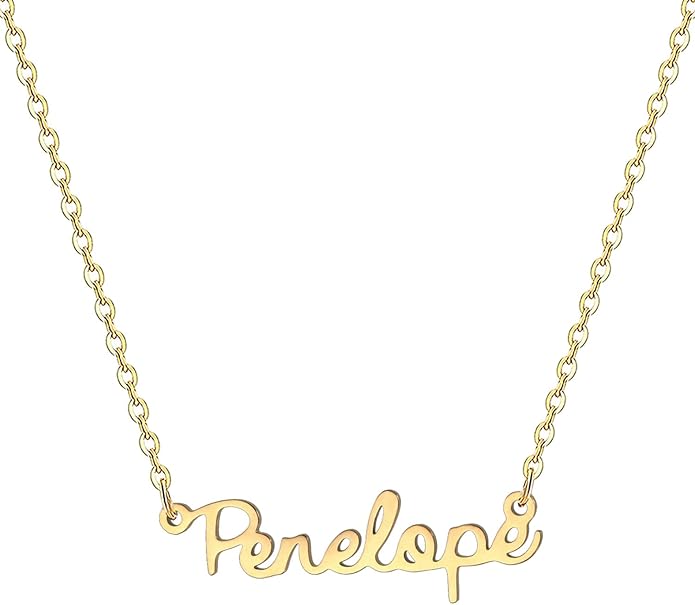MOMOL 18K Gold Plated Stainless Steel Name Necklace Personalized Custom Name Necklace Customized Nameplate Necklace for women
