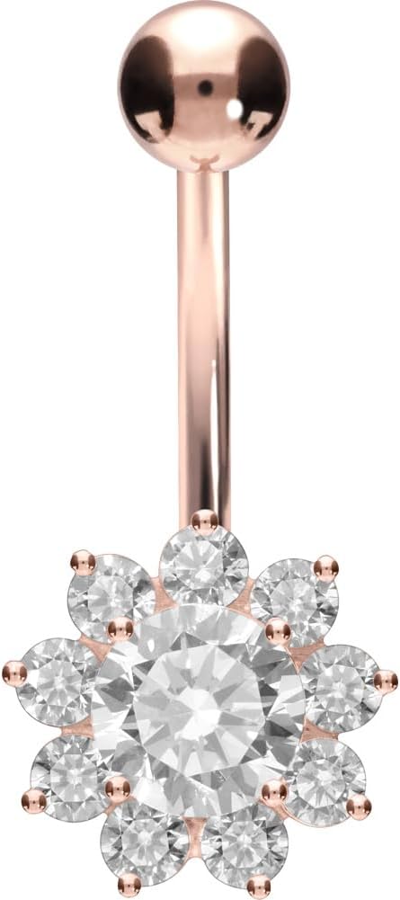 PIERCINGLINE surgical steel flower - belly button ring surgical steel, gold, silver, rosegold piercing - new version with improved durability