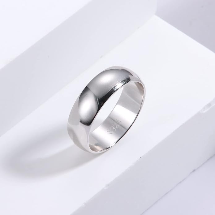 MILACOLATO 925 Sterling Silver Ring for Women Men High Polished Plain Stackable Thumb Rings Tarnish Resistant Wedding Band Ring Comfort Fit Size 4 to 12, 1mm 2mm 3mm 4mm 5mm 6mm