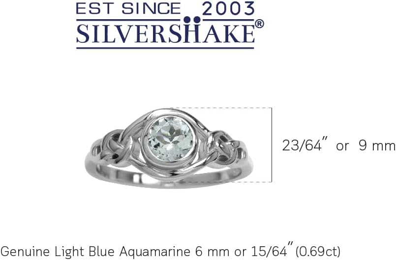Silvershake Birthstone Gemstones White Gold Plated 925 Sterling Silver Irish Celtic Knot Engagement or Promise Solitaire Ring Jewelry for Women