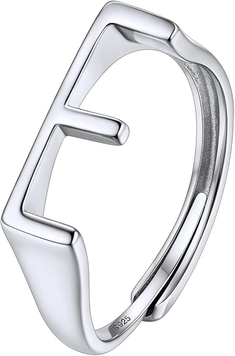 SILVERCUTE 925 Sterling Silver Initial Rings for Women,Adjustable Capital Letter Ring Hypoallergenic,Minimalist 925 Silver Rings for Mother Daughter