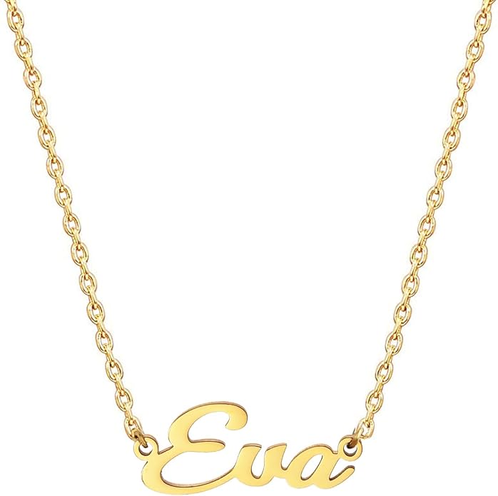 MOMOL 18K Gold Plated Stainless Steel Name Necklace Personalized Custom Name Necklace Customized Nameplate Necklace for women