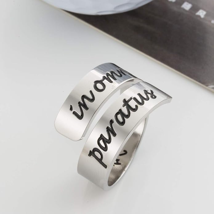 Inspirational Motivational Adjustable Ring Personalized Stainless Steel Spiral Wrap Twist Rings Encouragement Statement Graduation Jewelry Birthday Gifts for Women Teengirls.
