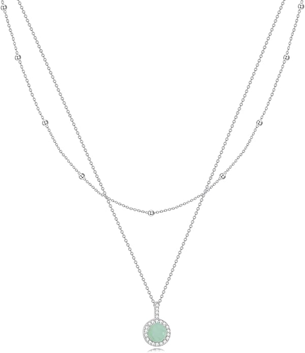 MONGAS Tree of Life/Infinity Cross/Lock and Key/Lotus/Hamsa/Horse/Strawberry/Opal/Lariat/Dragonfly/Heart/Violin Layered Necklace Sterling Silver for Women