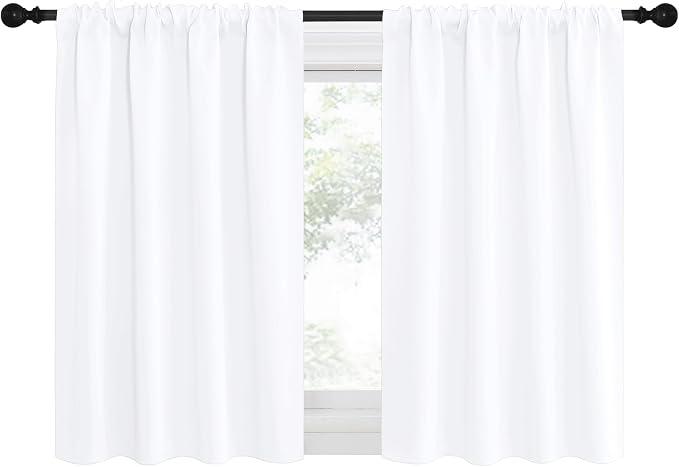 NICETOWN RV Curtains for Camper Windows, White for Kitchen, Home Decoration Light Filtering Drapes for Small Window (29" Wide by 30" Long, 1 Pair)