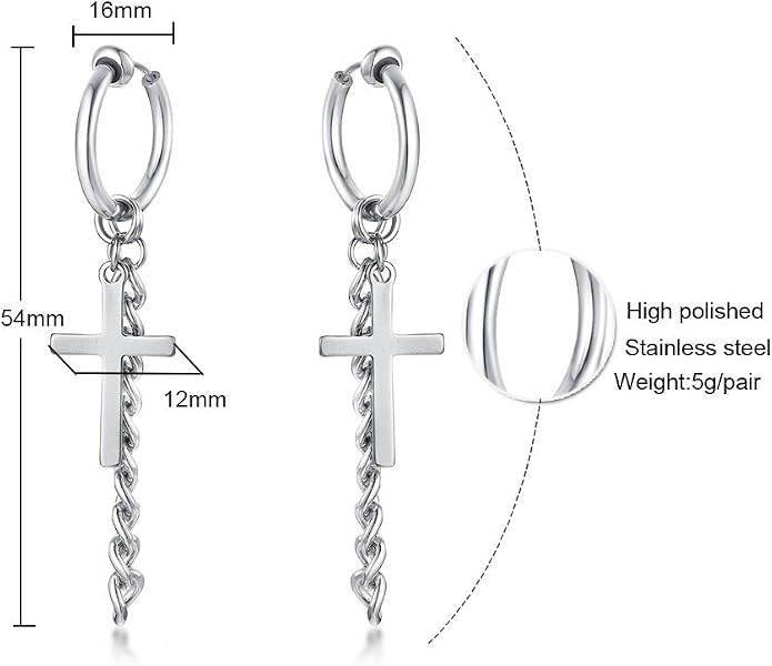 VNOX Unisex Vinatge Stainless Clip On Earrings Non Piercing Feather Charm Dangle Hinged Stud Earrings for Men Women Teen