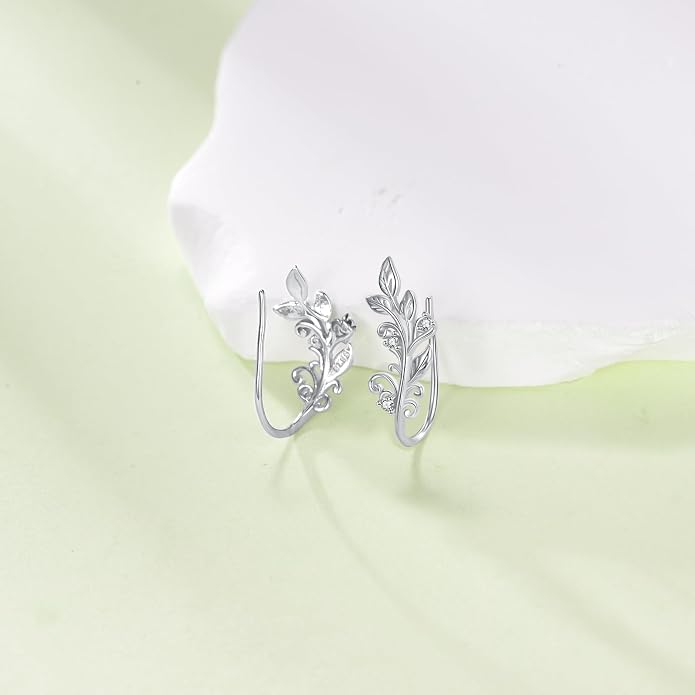 leaf/cherry blossom/purple orchid/celtic knot earrings Ear Climber Crawler Cuff Sterling Silver Wrap Earrings for Women