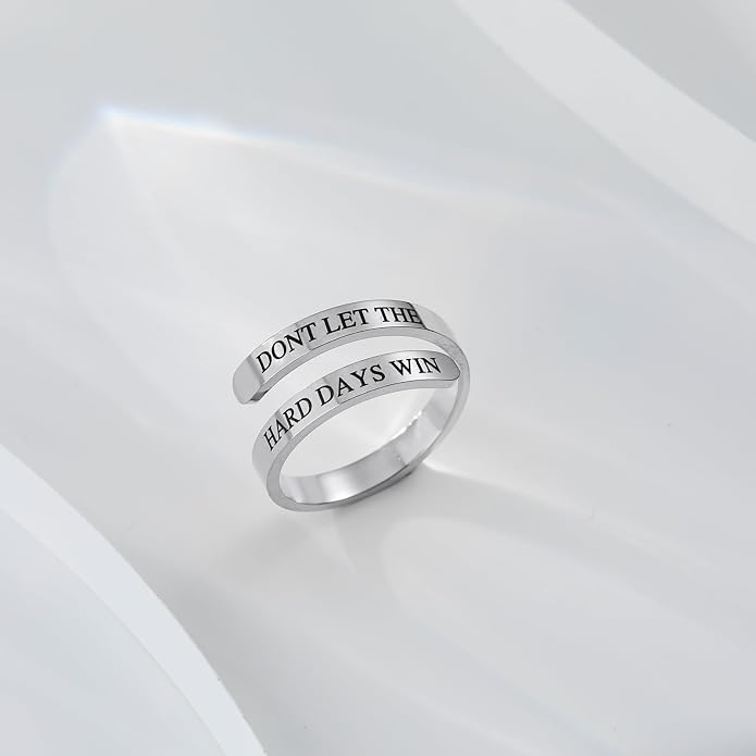 Dont Let The Hard Days Win Ring for Women/Men,Adjustable Stainless Steel Engraved Inspirational Ring Unique Jewelry Gifts