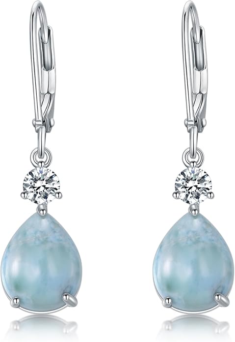 VONALA Dangle Earrings 925 Sterling Silver Opal Larimar Lapis Sapphire Turquoise Moss Agate Crystal Dangling Earrings Jewelry Gift for Women