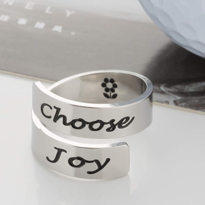 Inspirational Motivational Adjustable Ring Personalized Stainless Steel Spiral Wrap Twist Rings Encouragement Statement Graduation Jewelry Birthday Gifts for Women Teengirls.