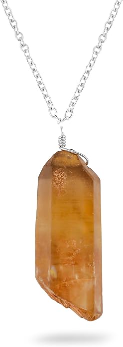 Natural Raw Gemstones Pendant Necklace, Rough Stones Dainty Jewelry, Handmade Bohemian Jewelry, Silver Plated Chain, Healing Crystals, Christmas Gift for Women