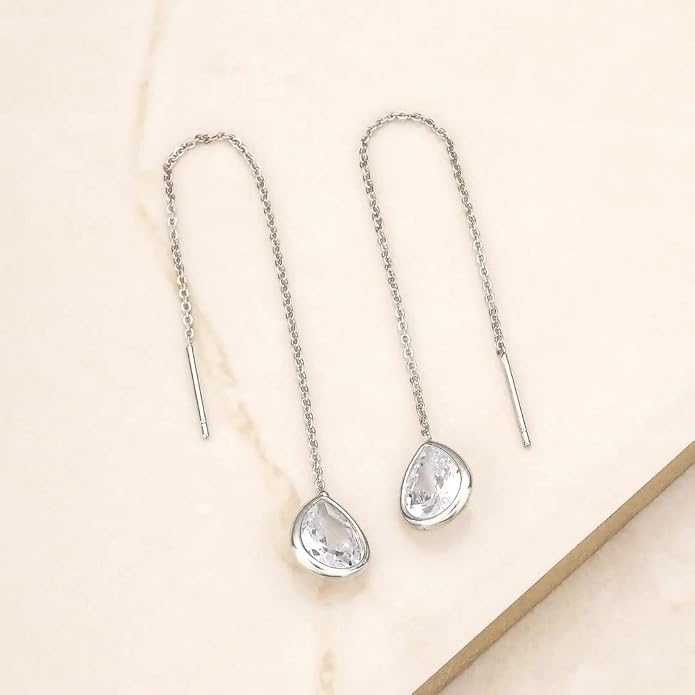 Ettika 18k Gold Plated, Silver Plated, Rhodium Plated Pull Through Threader Earrings. Threaders Minimalist Earring. Womens Jewelry Gifts