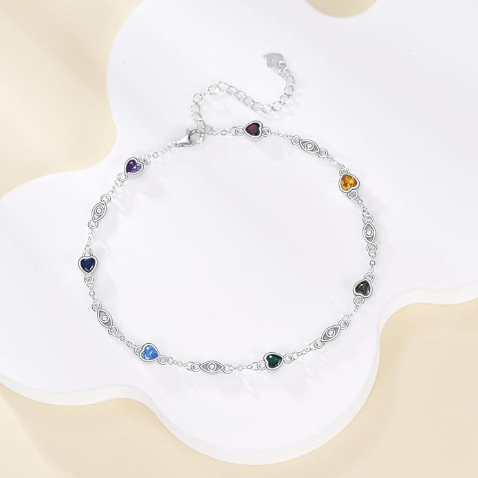 S925 Sterling Silver Evil Eye Anklet for Women, Protection Charm Ankle Bracelet, Adjustable Chain Anklet, Gift for Her