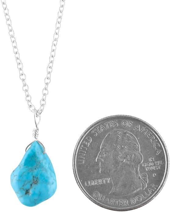 Raw Gemstone Dainty Pendant Necklace for Women, Natural Birthstone Handmade Jewelry, Healing Chakra Crystal, Silver Plated Chain 18" Birthday Gift for Her