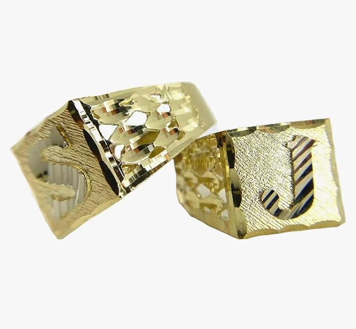 Nugget Style Initial Letter Ring, A-Z, 18K Gold Plated, Non Tarnish