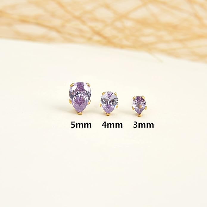 12 Pairs Surgical Stainless Steel Stud Earring Round Heart Star Square Cubic Zirconia Birthstone Stud Earrings Set for Women