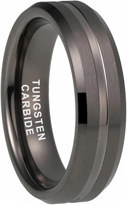 TUTISS 6mm 8mm Silver/Black/Blue/Gunmetal/Gold/Rose Gold Tungsten Rings for Men Women Fashion Engagement Wedding Bands Matte Finish Beveled Edges Comfort Fit