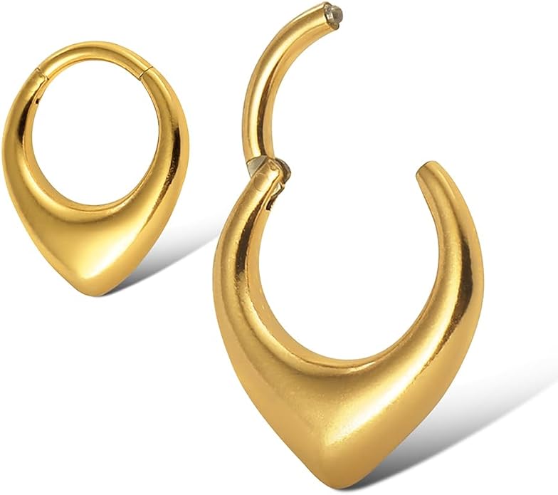 MOQIKAKA16G 8mm Septum Rings - Stainless Steel Segment Nose Rings for Women Men - Hinged Segment Nose Helix Cartilage Clicker Hoop Earrings for Daith Rook Tragus Piercing