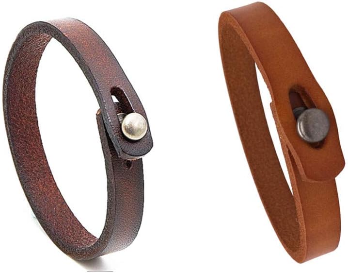 Mens Genuine Leather Bracelet - Handmade Adjustable Leather Cuff Bracelet punk Style leather wrap Wristband for Men
