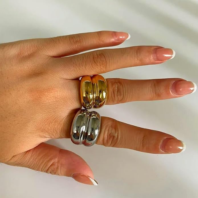 Pierced Owl 316L Stainless Steel Double Dome Ring