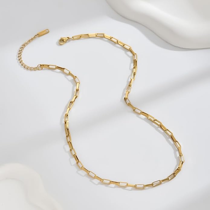 Gold Chain Necklace for Women Dainty Simple Satellite Beaded Twisted Chain Choker Necklace Everyday Jewelry Christmas Gifts
