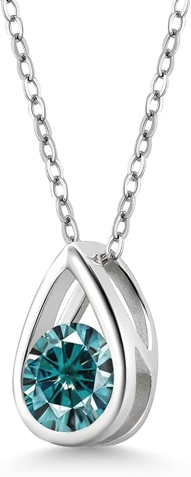 Gem Stone King Teardrop Pendant Necklace For Women | 5MM Round Gemstone Birthstone | 925 Sterling Silver | With 18 Inch Silver Chain | Fine Jewelry Gift for Her Mom Women Wife