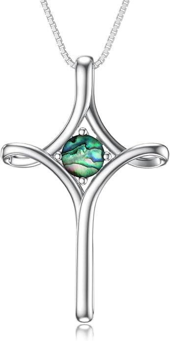 TOUPOP Cross Necklace for Women 925 Sterling Silver Birthstone Cross Pendant Fine Jewelry Anniversary Birthday Mothers Day Gifts for Mom Wife Her