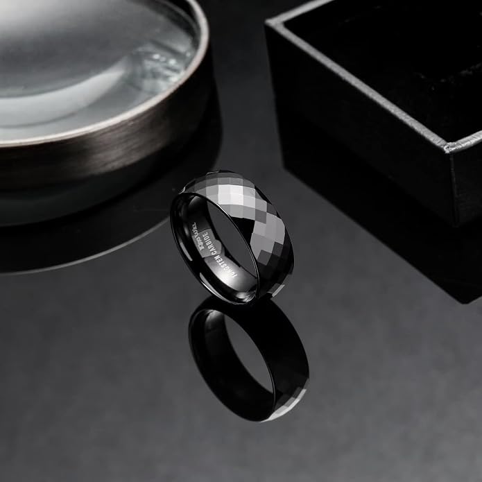 King Will Tungsten Carbide Wedding Ring for Men Women Promise Ring for Couple 2mm/4mm/6mm Black/Silver/Gold/Rose Gold Multi-faceted Shining Luster High Polished Wedding Band Comfort Fit