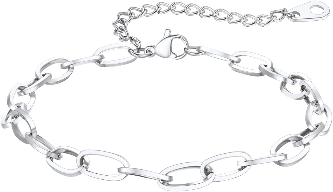 ChainsPro Stainless Steel Waterproof Anklet for Women, Adjustable Non Tarnish Layered Anklets, Trendy Dainty Cuban Link Ankle Bracelet Beach Jewelry Gifts for Swimming & Daily Wear (8.5+2 inches)