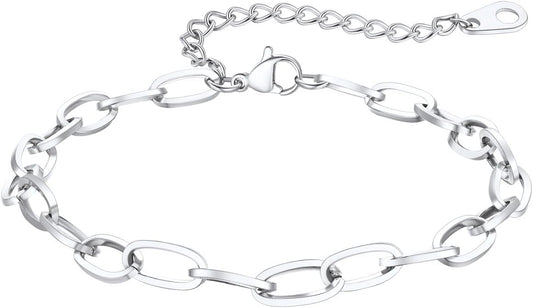 ChainsPro Stainless Steel Waterproof Anklet for Women, Adjustable Non Tarnish Layered Anklets, Trendy Dainty Cuban Link Ankle Bracelet Beach Jewelry Gifts for Swimming & Daily Wear (8.5+2 inches)